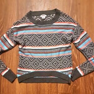 90's Mossimo Supply Co. Geometric/Striped Crop Womens Sweater Sz. Sm